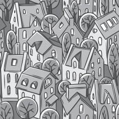 City seamless pattern with roofs N2
