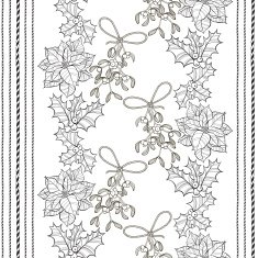 Seamless pattern with poinsettia flowers mistletoe and holly N2