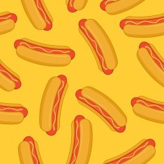 Hot Dog seamless pattern yellow Vector