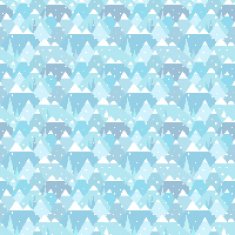 Winter nordic geometric digital mountain landscape seamless pattern - Illustration