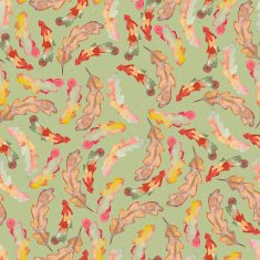 Watercolor oak autumn leaf seamless pattern
