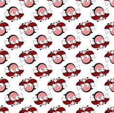 Seamless pattern with ladybirds on a white background