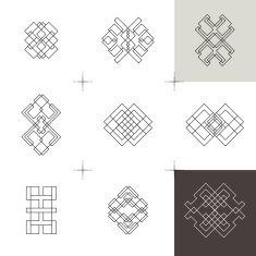 Geometric linear art elements Set of hipster style logo design