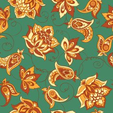 Floral Paisley Pattern Seamless Asian Textile Background