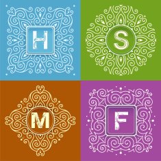 Set of monogram lettering