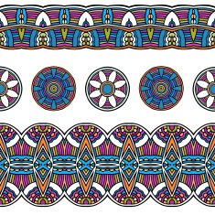 Colored ethnic tribal border seamless pattern
