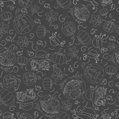 Seamless pattern Fall set hellowin