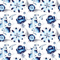 Russian gzhel vector seamless pattern