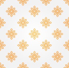 Seamless abstract white pattern with orange decorative elements