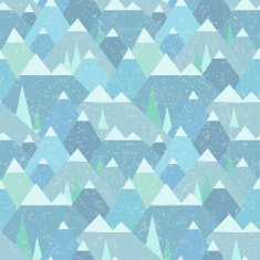 Winter geometric mountain landscape seamless pattern &mdash; Illustration