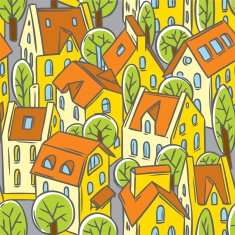 City seamless pattern with roofs N7