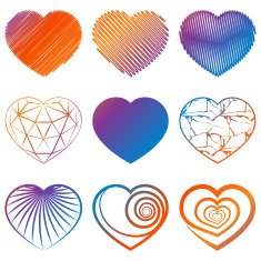 Set of heart shapes icons Vector