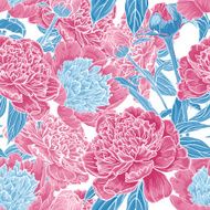 Vintage floral seamless pattern with peonies