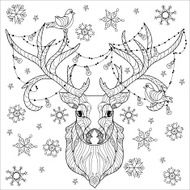 Christmas deer head doodle N2