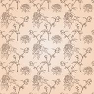 Vintage floral seamless pattern with peonies N2