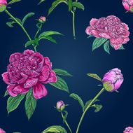 Vintage floral seamless pattern with peonies N3