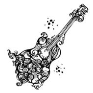 Ornate acoustics guitar in tattoo style