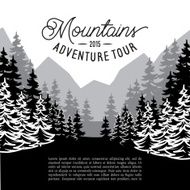 multifaceted fir forest landscape against mountains