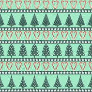 Christmas pattern - varied Xmas trees stars and candy canes