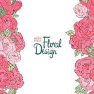 Vintage wedding border with pink roses N10
