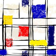 Grunge imitation of Mondrian painting