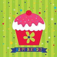 Birthday card with sweet cupcake vector design