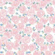 hand drawn watercolor roses and cute little flowers seamless pattern N3