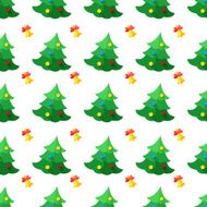 Vector modern flat New Year seamless pattern with tree and