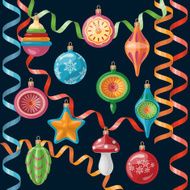 Retro Christmas Decorations Set N2