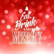 Christmas text design on bokeh background Vector illustration