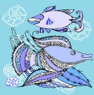 Blue Background with two fishes