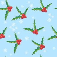 Seamless pattern with Christmas holly berries