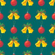 Seamless pattern with Christmas bell and ball