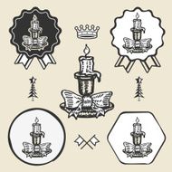 christmas candle vintage symbol emblem label collection