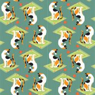 Pattern with cartoon fanny cats N2