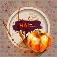 Vector stock watercolor illustration pumpkin with grunge blots