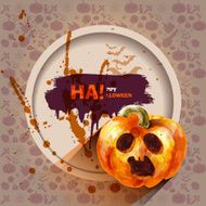 Vector stock watercolor illustration pumpkin with grunge blots N2