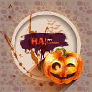 Vector stock watercolor illustration pumpkin with grunge blots N4