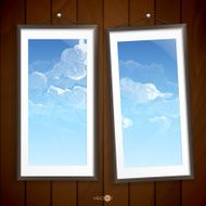 Two Frames Of Picture On A Striped Old Wall