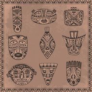 Vector set of hand drawn fancy masks in african style