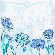 Grunge background with wildflowers
