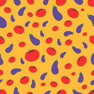 Tomato eggplant seamless pattern vector N2