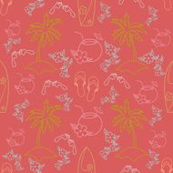 Hawaii cocktail seamless pattern beach red color