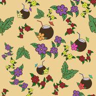 Hawaii cocktail seamless pattern yellow color N2