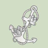 Tattoo anchor stencil vector illustration