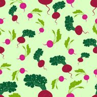 Seamless pattern radish and beet vector