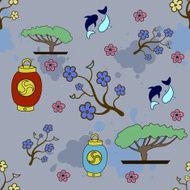 Seamless Japanese pattern grey color N2