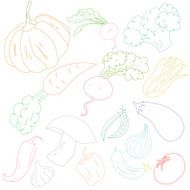 Vegetables color outline vector illustration