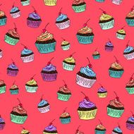 Cupcake seamless vector background illustration