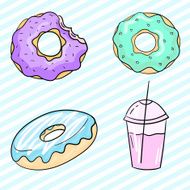 Donut and milkshake vector illustration N2
